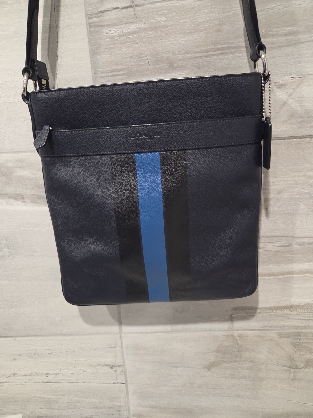 Authentic Coach Charles Crossbody Bag Varsity Leather